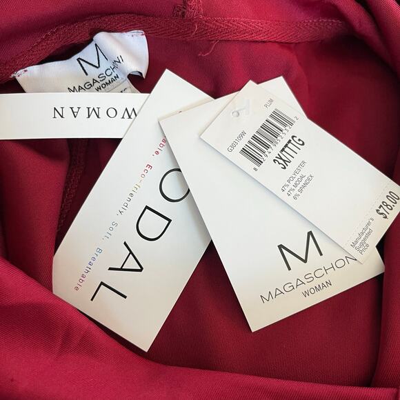 Magaschoni Woman Maroon Plum Hooded Sweatshirt Modal Kangaroo Pocket NWT 3X - Picture 9 of 11